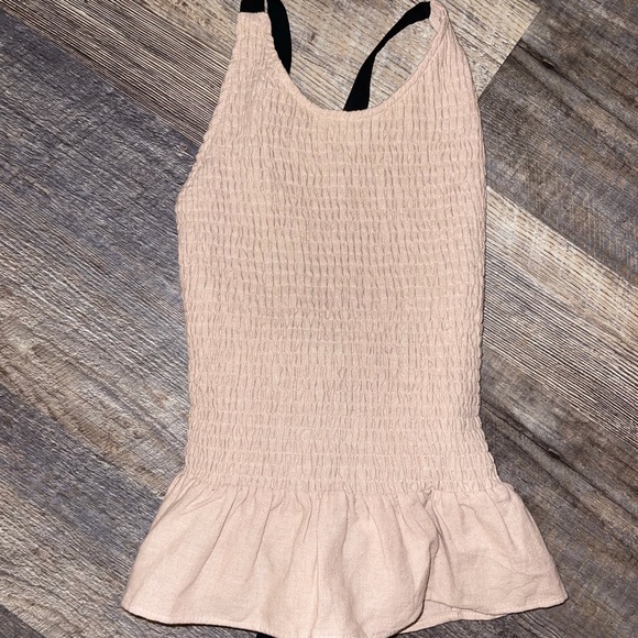 Zara linen smock top open back with black straps - Picture 3 of 3